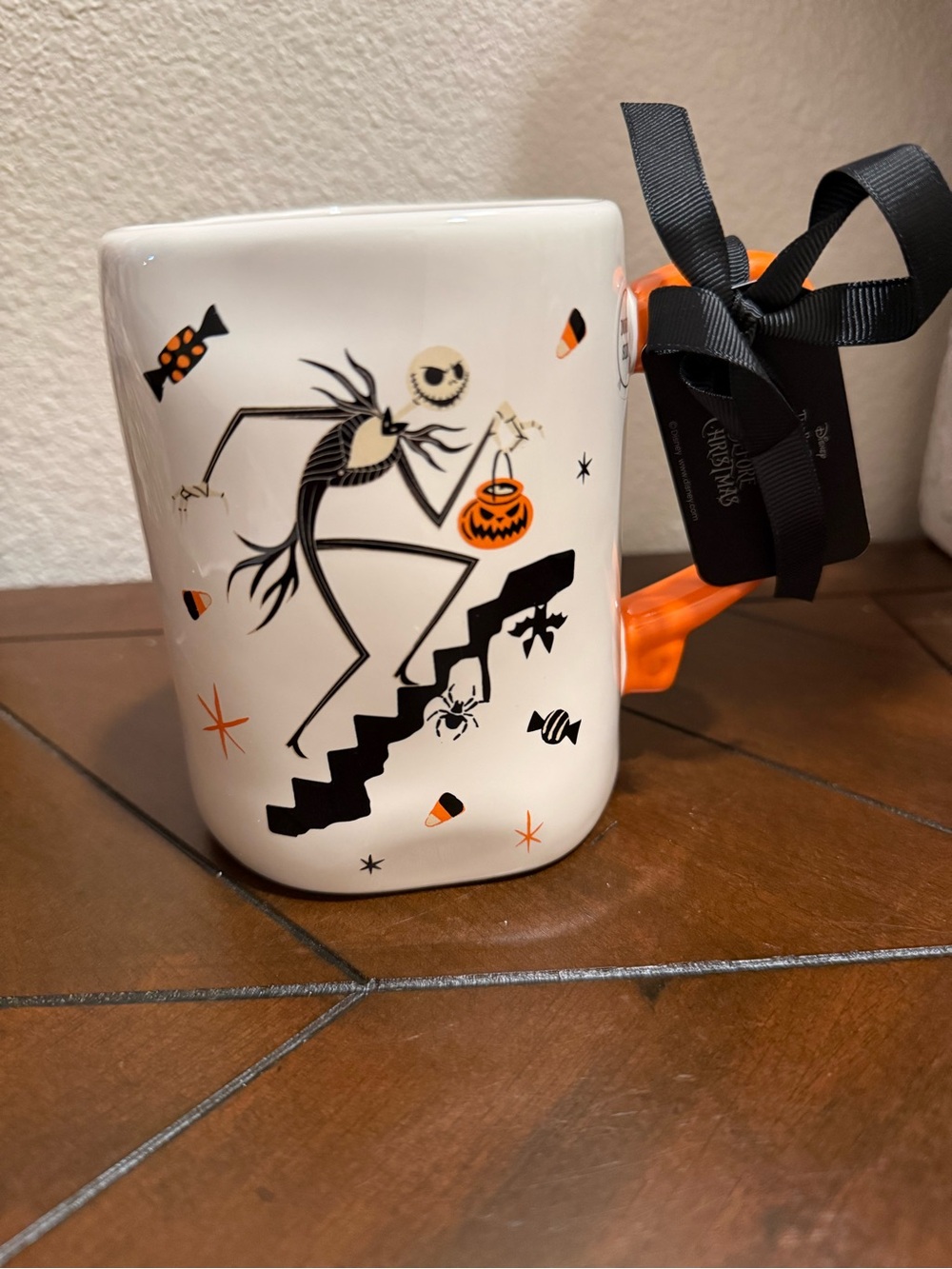 Rae Dunn x Disney White Ceramic Jack Skellington Mug ‘trick or treat’ NWT